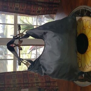 💘🖤💘 JPK PARIS 75 NYLON LEATHER HOBO BUCKET SHOULDER BAG STEEL GREY